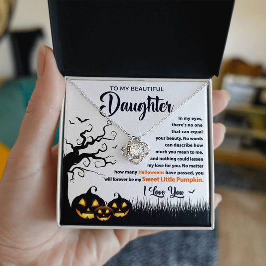 To My Daughter - Sweet Little Pumpkin - Love Knot Necklace