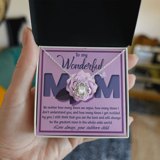 Mom - The Best And Greatest Mom In The Whole Wide World - Love Knot Necklace