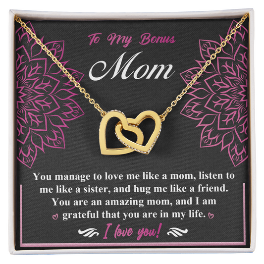 Bonus Mom - A Mom, Sister, Friend - Interlocking Hearts Necklace