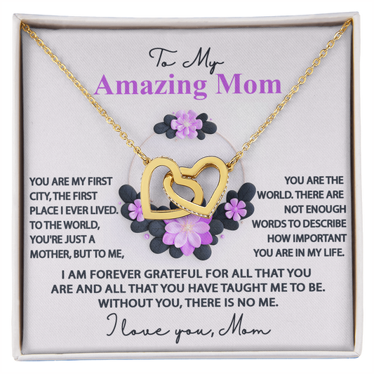Mom - Without You, There Is No Me - Interlocking Hearts Necklace