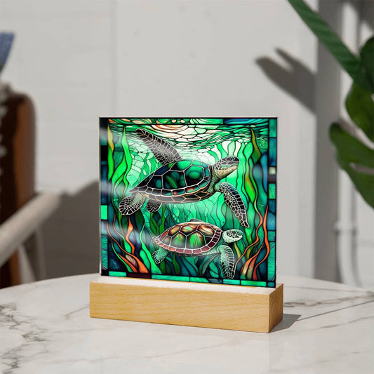 Stained Glass - Green Turtle - Acrylic Plaque