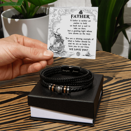 Dad - A Guiding Light - Leather Bracelet