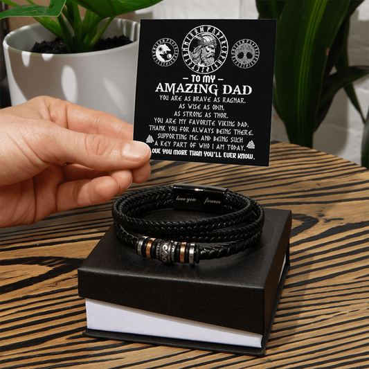 Dad - Favorite Viking Dad - Leather Bracelet