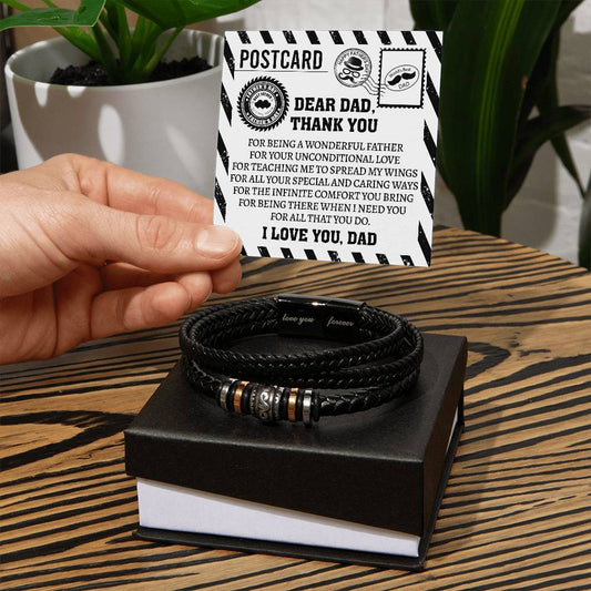 Dear Dad - I Love You - Leather Bracelet