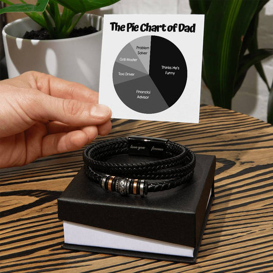 Dad - Pie Chart - Leather Bracelet