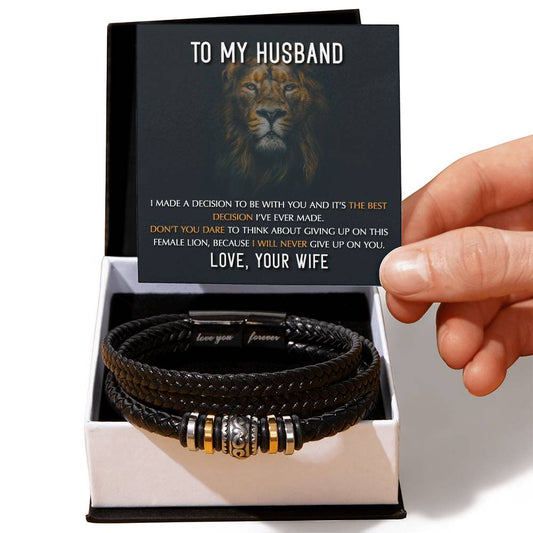 To My Husband - The Best Decision - Leather Bracelet