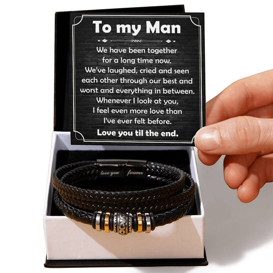 To My Man - Love You Til The End - Leather Bracelet