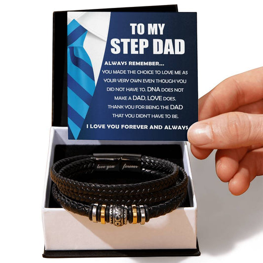 To My Step Dad - Always Remember - Leather Bracelet