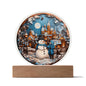 Christmas - Snowman In Town - Acrylic Plaque