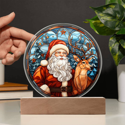 Christmas - Santa & Reindeer - Acrylic Plaque