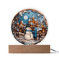 Christmas - Snowman In Town - Acrylic Plaque